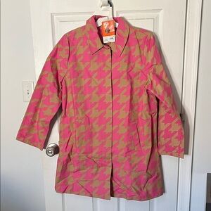 Isaac Mizrahi for Target Pink and Tan Houndstooth Spring Coat